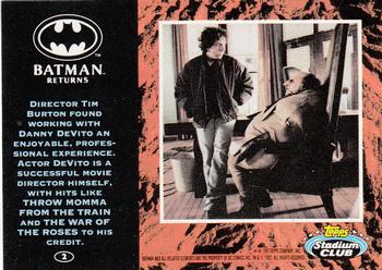 1992 Stadium Club Batman Returns #2 Director Tim Burton found working with Danny D Back