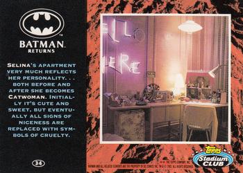 1992 Stadium Club Batman Returns #34 Selina's apartment very much reflects her per Back