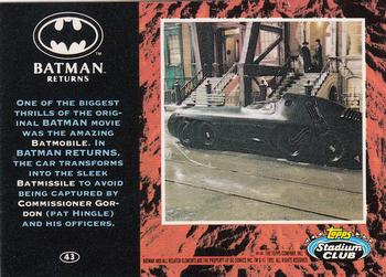 1992 Stadium Club Batman Returns #43 One of the biggest thrills of the original Ba Back