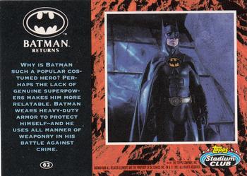 1992 Stadium Club Batman Returns #62 Why is Batman such a popular costumed hero? P Back