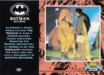 1992 Stadium Club Batman Returns #69 Although a memorable villain, The Penguin is Back