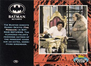 1992 Stadium Club Batman Returns #70 Tim Burton directs Danny DeVito (The Penguin) Back