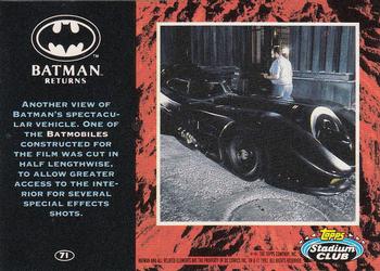 1992 Stadium Club Batman Returns #71 Another view of Batman's spectacular vehicle. Back