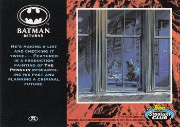 1992 Stadium Club Batman Returns #72 He's making a list and checking it twice... F Back