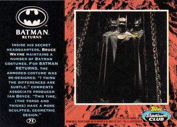 1992 Stadium Club Batman Returns #75 Inside his secret headquarters, Bruce Wayne m Back