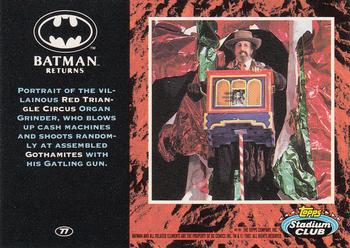 1992 Stadium Club Batman Returns #77 Portrait of the villainous Red Triangle Circu Back