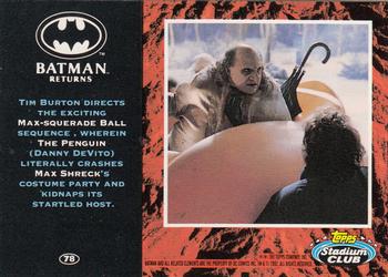 1992 Stadium Club Batman Returns #78 Tim Burton directs the exciting Max-squerade Back