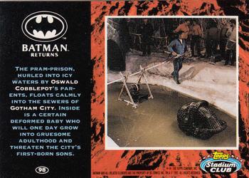 1992 Stadium Club Batman Returns #98 The pram-prison, hurled into icy waters by Os Back