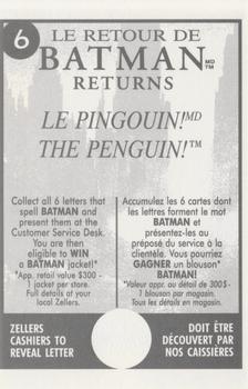 1992 Zellers Batman Returns #6 THE PENGUIN! Back