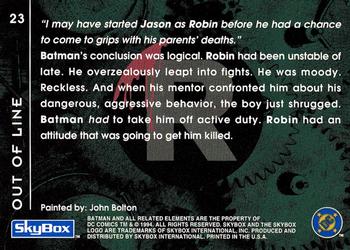 1994 SkyBox Batman: Saga of the Dark Knight #23 Robin, Out of Line Back