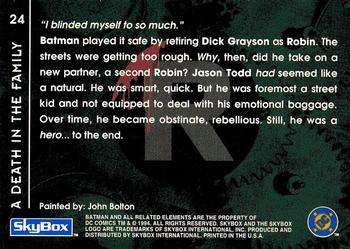 1994 SkyBox Batman: Saga of the Dark Knight #24 Robin, A Death in the Family Back