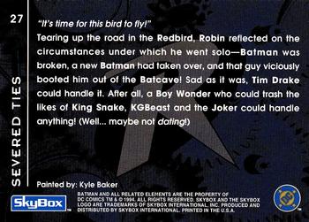 1994 SkyBox Batman: Saga of the Dark Knight #27 Robin, Severed Ties Back