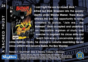 1994 SkyBox Batman: Saga of the Dark Knight #28 Dynamic Duo, A Sacred Trust Back
