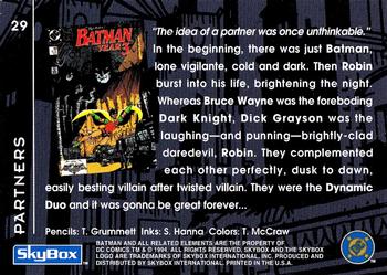 1994 SkyBox Batman: Saga of the Dark Knight #29 Dynamic Duo, Partners Back