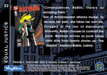 1994 SkyBox Batman: Saga of the Dark Knight #32 Dynamic Duo, Equal Justice Back