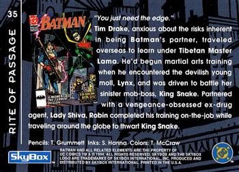 1994 SkyBox Batman: Saga of the Dark Knight #35 Dynamic Duo, Rite of Passage Back