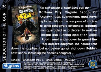 1994 SkyBox Batman: Saga of the Dark Knight #36 Dynamic Duo, Seduction of the Gun Back
