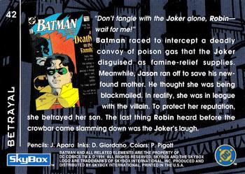 1994 SkyBox Batman: Saga of the Dark Knight #42 A Death In the Family, Betrayal Back