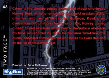 1994 SkyBox Batman: Saga of the Dark Knight #48 Nemesis, Two-Face Back