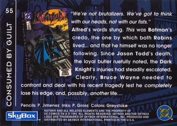 1994 SkyBox Batman: Saga of the Dark Knight #55 A Lonely Place of Dying, Consumed by Guilt Back