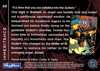 1994 SkyBox Batman: Saga of the Dark Knight #64 Sword of Azrael, Inheritance Back
