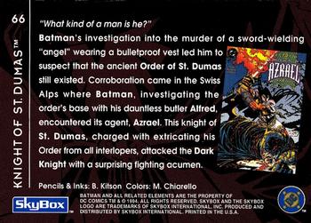 1994 SkyBox Batman: Saga of the Dark Knight #66 Sword of Azrael, Knight of St. Dumas Back