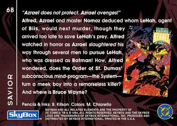 1994 SkyBox Batman: Saga of the Dark Knight #68 Sword of Azrael, Savior Back