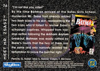 1994 SkyBox Batman: Saga of the Dark Knight #76 Knightfall, Meet Mr. Zsasz Back