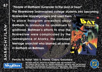 1994 SkyBox Batman: Saga of the Dark Knight #87 Knightfall, Anarchy/Law Back