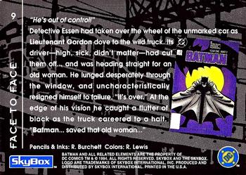 1994 SkyBox Batman: Saga of the Dark Knight #9 Year One, Face to Face Back