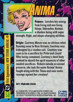 1993 SkyBox DC Comics Bloodlines #58 Anima Back