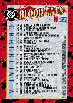 1993 SkyBox DC Comics Bloodlines #80 Checklist A Back
