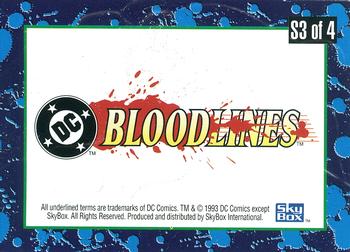 1993 SkyBox DC Comics Bloodlines - Embossed Foil #S3 The Last Son of Krypton! Back