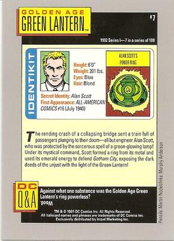 1992 Impel DC Comics Cosmic #7 Green Lantern Back