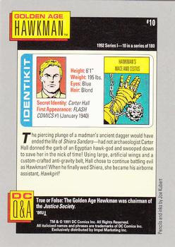 1992 Impel DC Comics Cosmic #10 Hawkman Back