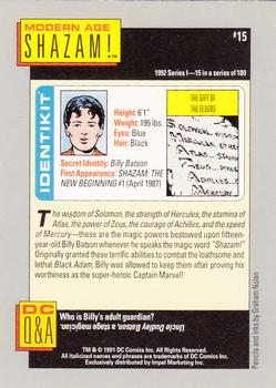 1992 Impel DC Comics Cosmic #15 Shazam! Back