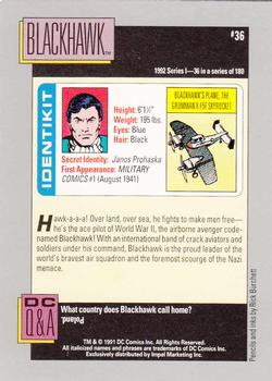 1992 Impel DC Cosmic #36 Blackhawk Back
