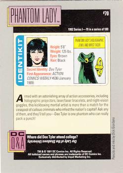 1992 Impel DC Comics Cosmic #70 Phantom Lady Back