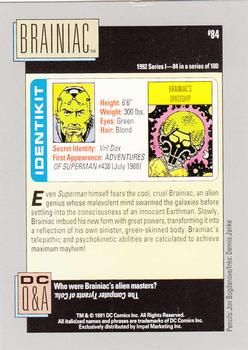 1992 Impel DC Comics Cosmic #84 Brainiac Back