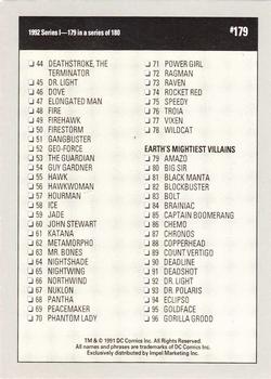 1992 Impel DC Comics Cosmic #179 Checklist Back