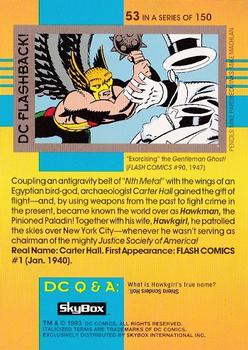 1993 SkyBox DC Cosmic Teams #53 Golden Age Hawkman Back