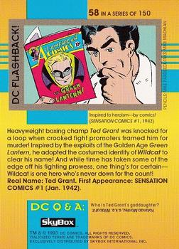 1993 SkyBox DC Cosmic Teams #58 Golden Age Wildcat Back