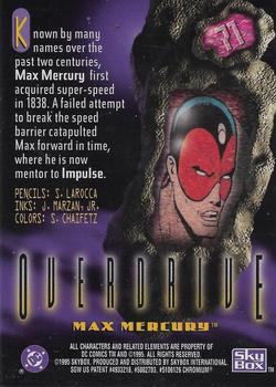 1995 SkyBox DC Power Chrome Legends '95 #71 Max Mercury Back
