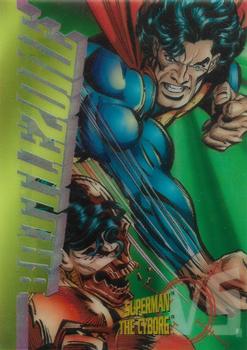 1995 SkyBox DC Power Chrome Legends '95 - Battlezone #B1 Superman vs. Cyborg Superman Front