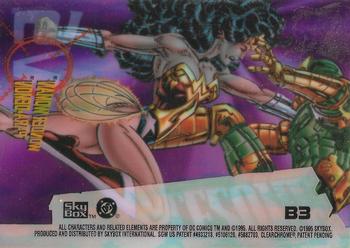 1995 SkyBox DC Power Chrome Legends '95 - Battlezone #B3 Wonder Woman vs. Parademon Back