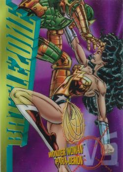 1995 SkyBox DC Power Chrome Legends '95 - Battlezone #B3 Wonder Woman vs. Parademon Front