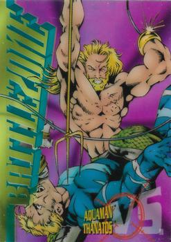 1995 SkyBox DC Power Chrome Legends '95 - Battlezone #B6 Aquaman vs. Thanatos Front