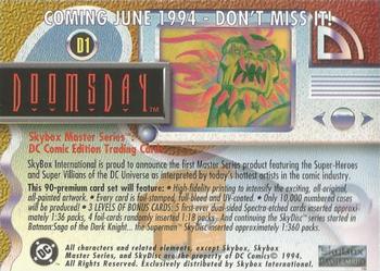 1994 SkyBox DC Master Series - Promos #D1 DoomsDay Back