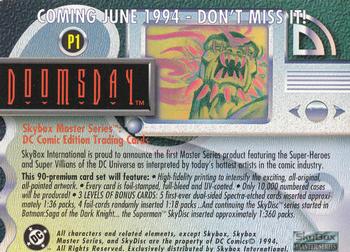 1994 SkyBox DC Master Series - Promos #P1 DoomsDay Back