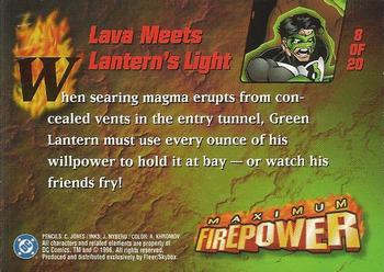 1996 SkyBox DC Outburst: Firepower - Maximum Firepower #8 Lava Meets Lantern's Light Back